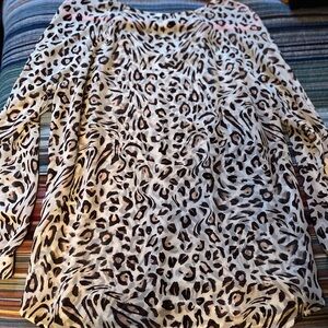 CAbi Animal Print Blouse in Black and Cream